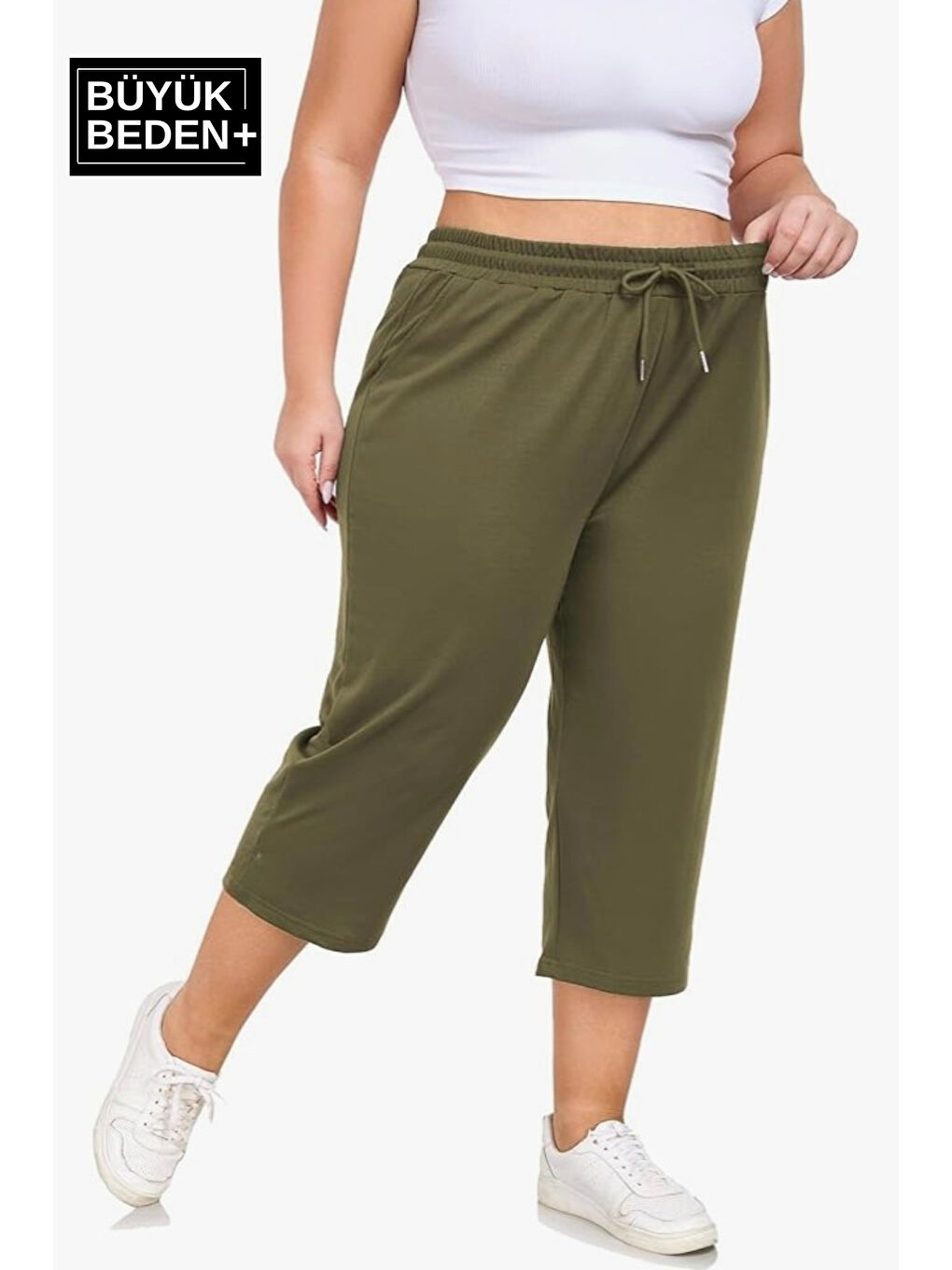 Haki Kadın Büyük Beden Şort SPR25BSRK91-1