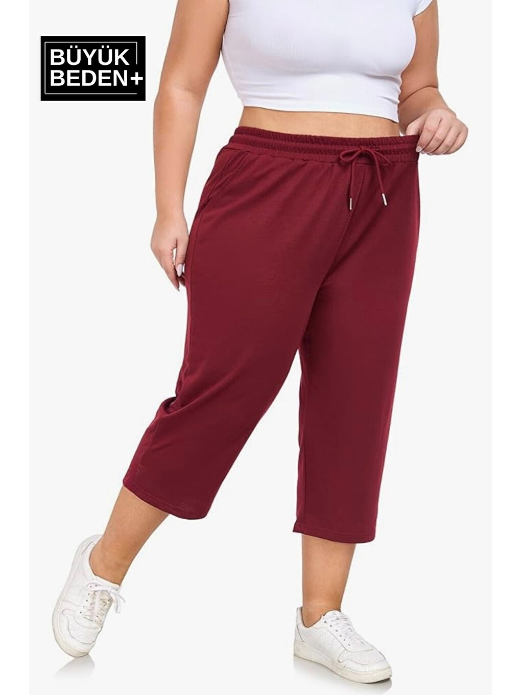 Bordo Kadın Büyük Beden Şort SPR25BSRK91-2