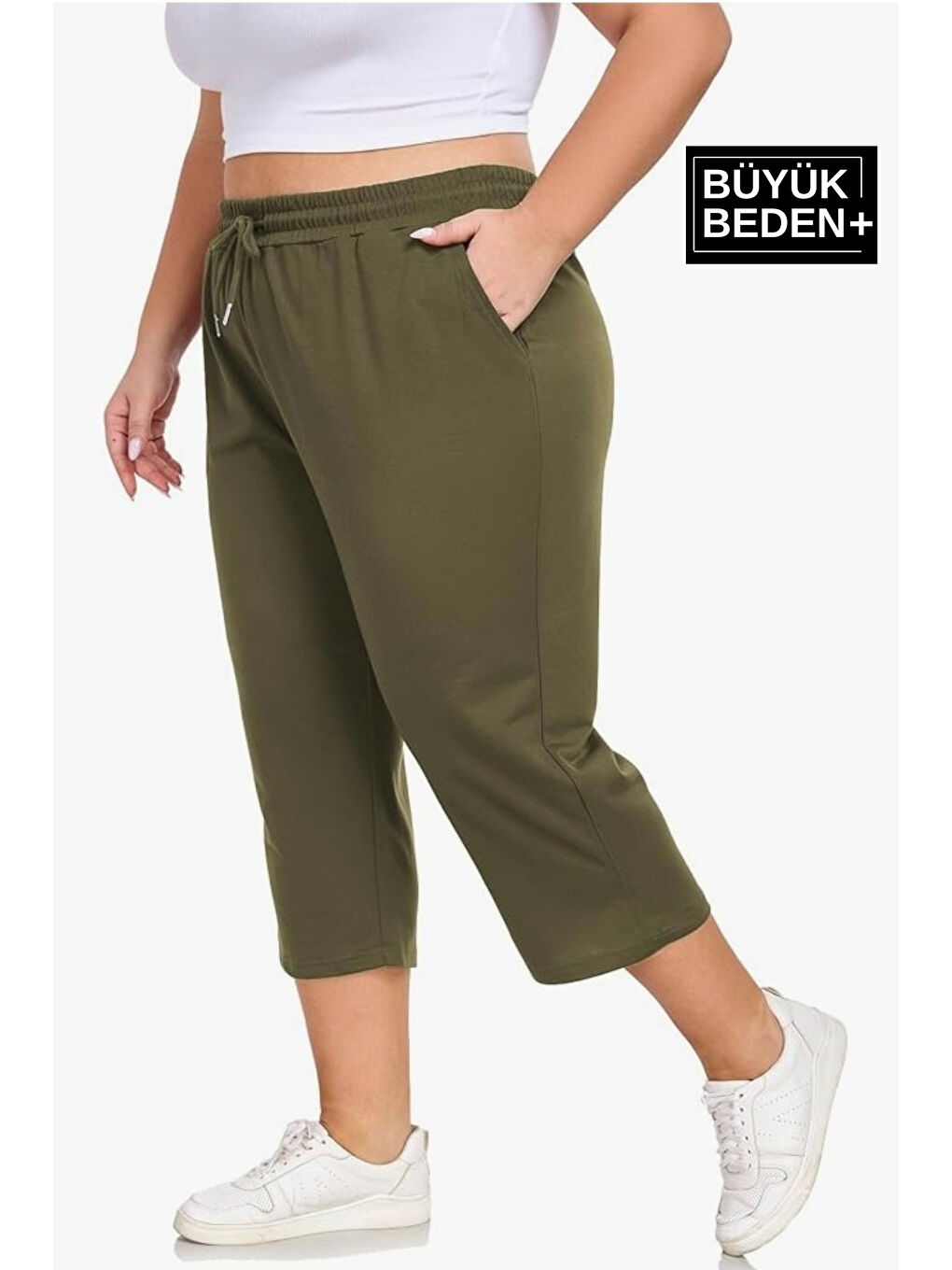 Haki Kadın Büyük Beden Şort SPR25BSRK91-3