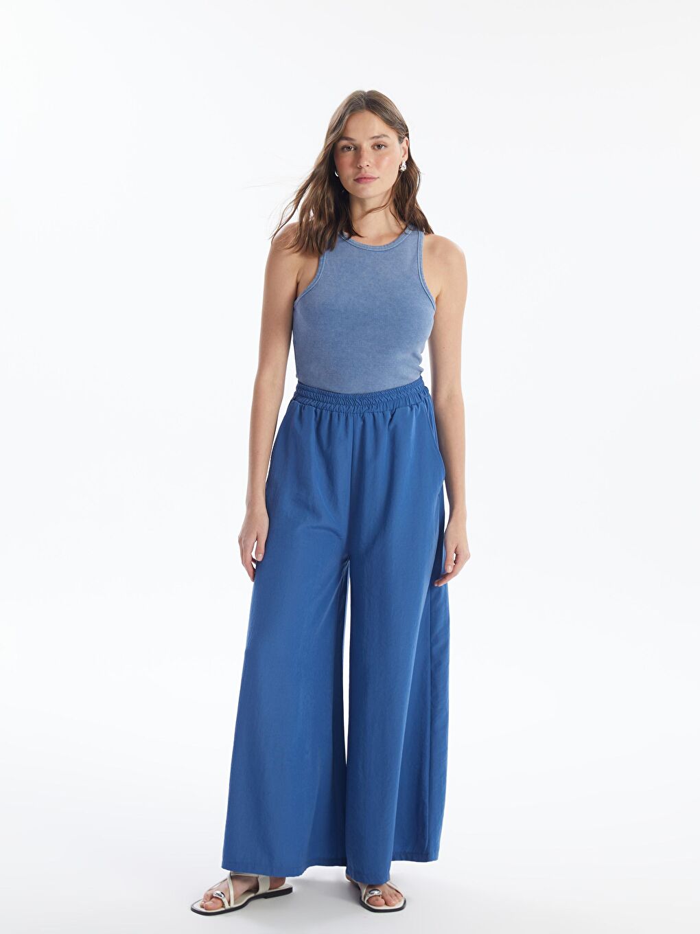 Kadın Mavi Palazzo Pantolon Bgh01