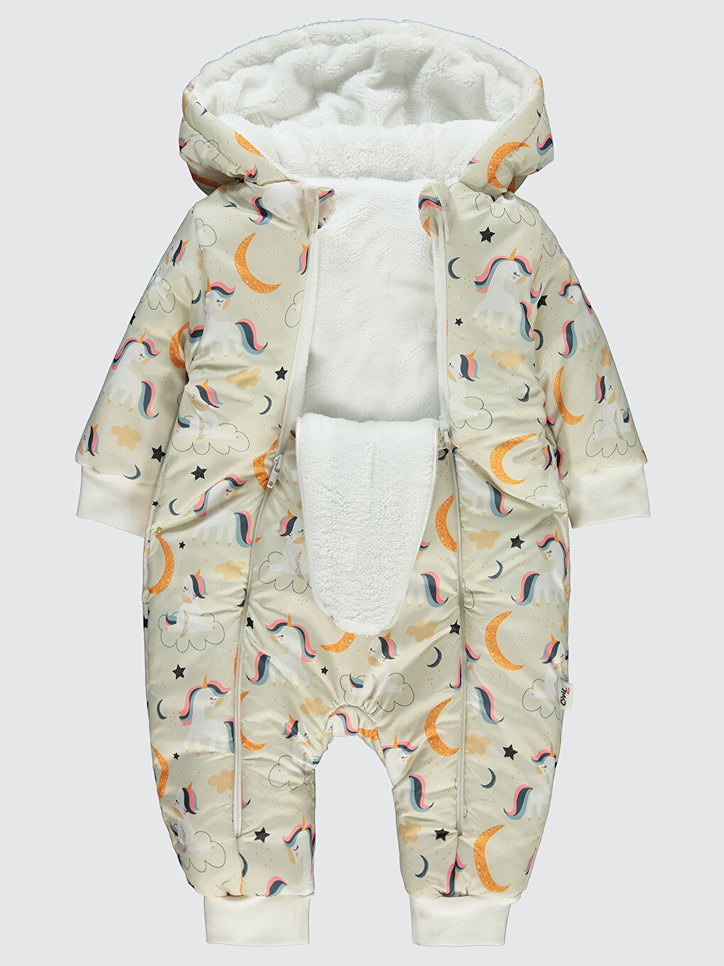 Kız Bebek Astronot Tulum 6-18 Ay Ekru-1