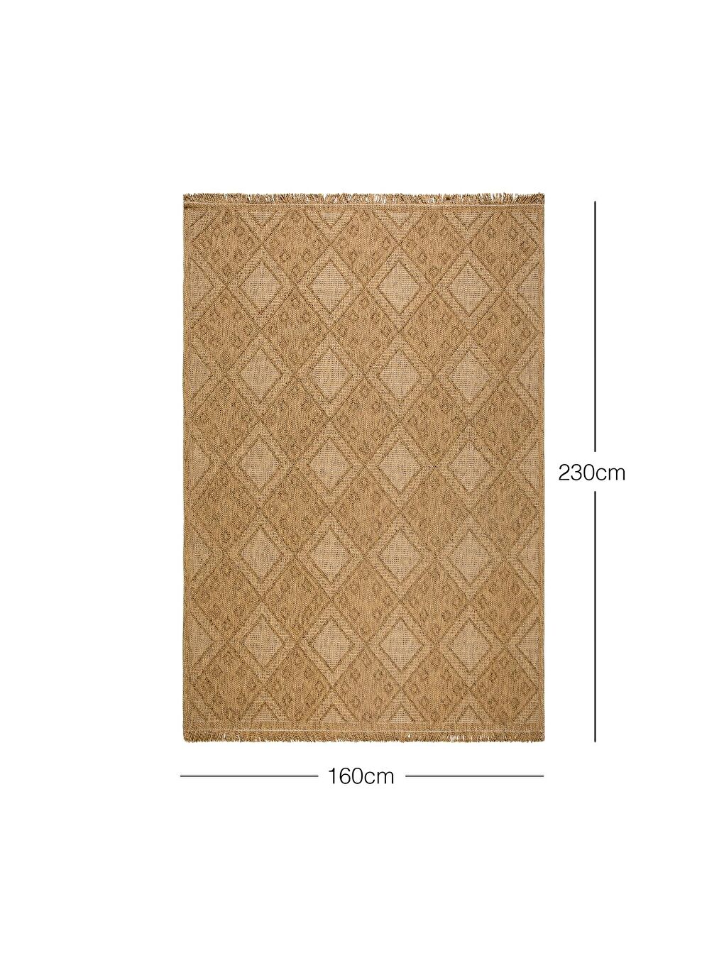 Bej Jüt Görünümlü Karo Desenli Halı Kilim 160x230 cm-4