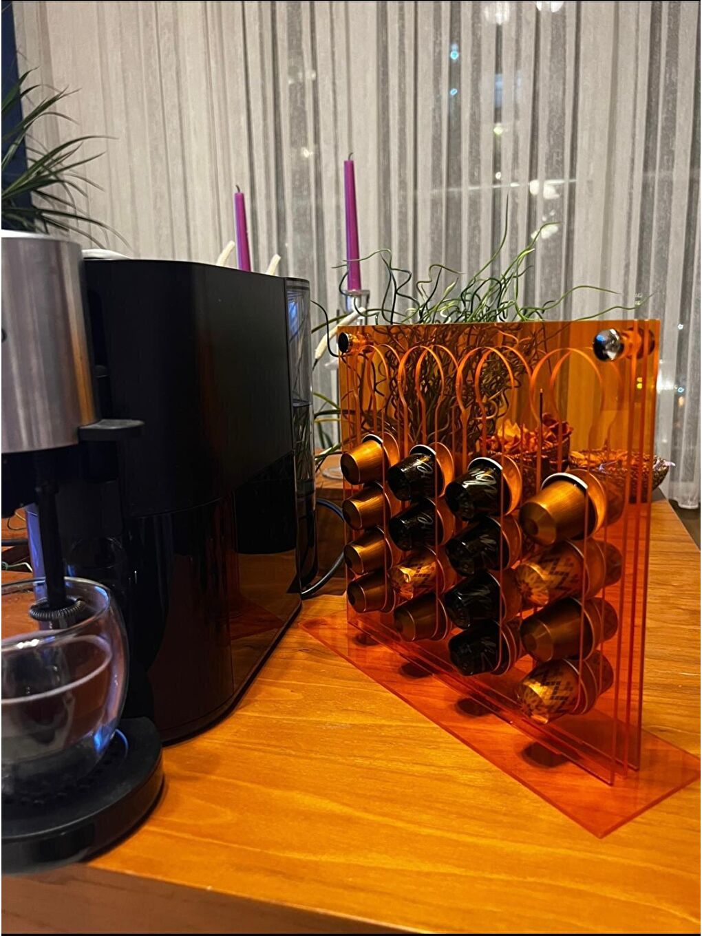 Turuncu NESPRESSO & JACOBS  UYUMLU KAPSÜL KAHVE STANDI TURUNCU 20 KAPASİTELİ-1