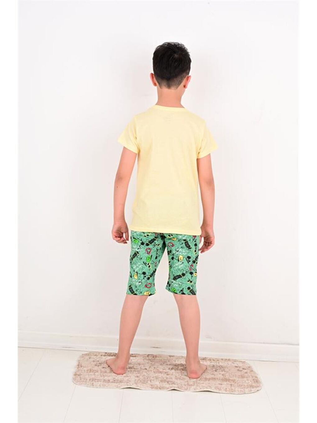 Erkek Çocuk Kapri  Pijama Takımı Born To Skate Sarı-1
