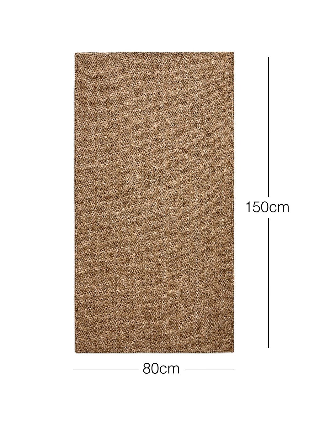 Ocean Home Textile Bej Jüt Görünümlü Balıksırtı Halı Kilim 80x150 cm - 3