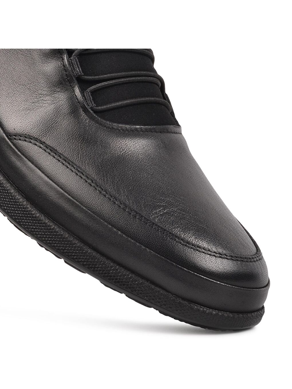 703-Y Siyah Hakiki Deri Lastikli Casual Ayakkabı-1