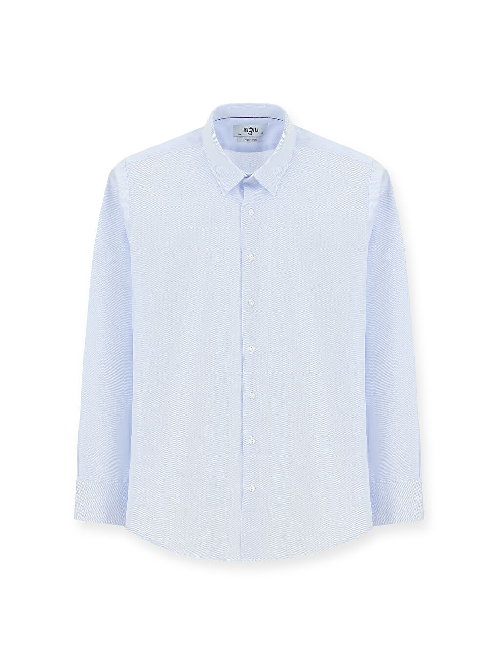 Mavi Uzun Kol Slim Fit Dar Kesim Non Iron Klasik Desenli Pamuklu %100 Pamuk Gömlek-5