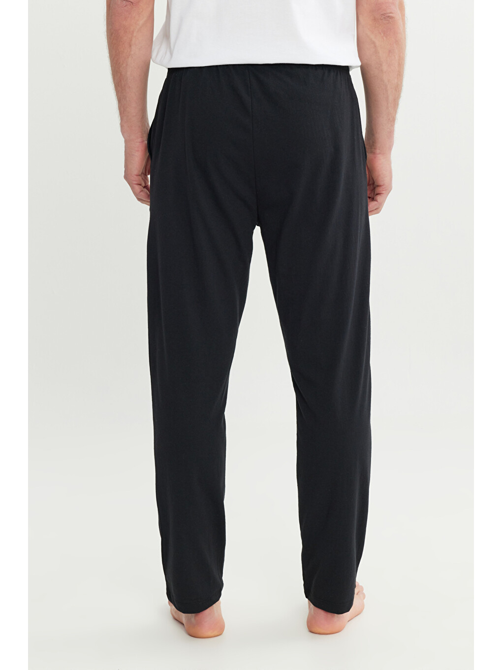 Erkek Siyah Pamuklu Standart Fit Normal Kesim Beli Lastikli Cepli Pijama Altı-6