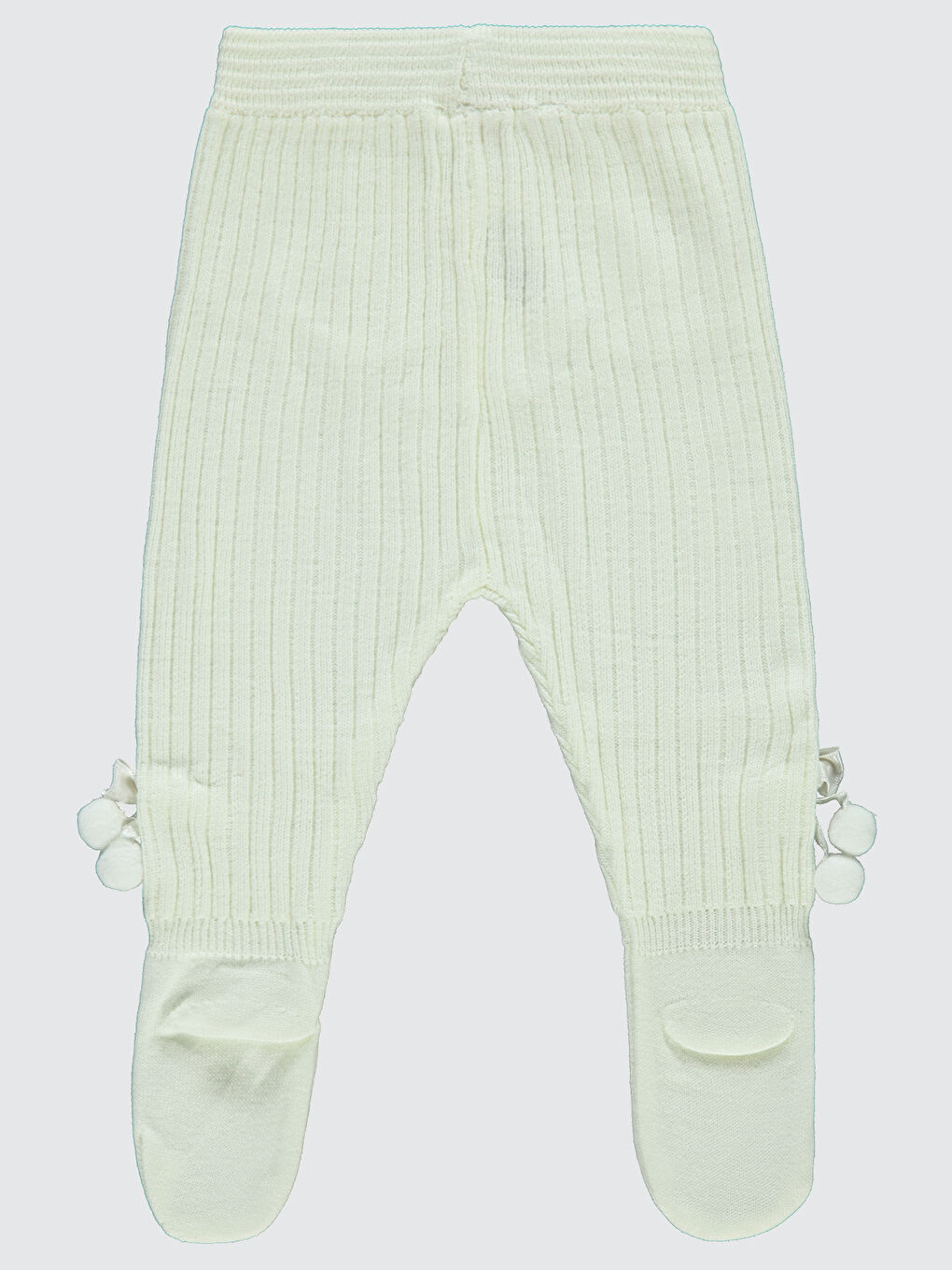 Kız Bebek Triko Patikli Tek Alt 3-12 Ay Ekru-1