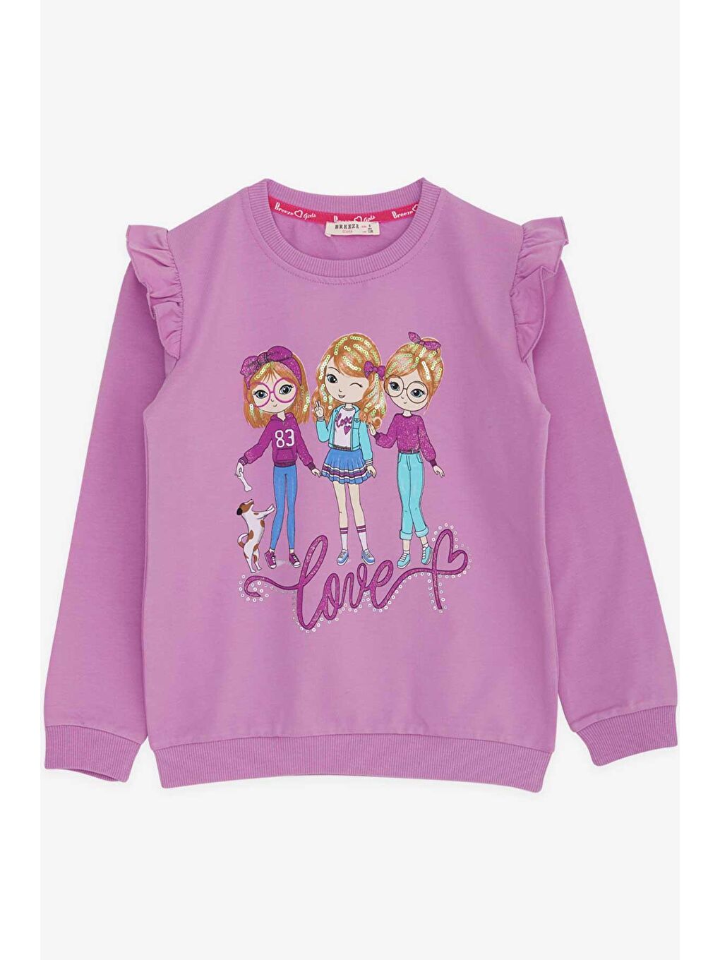 Breeze Lila Kız Çocuk Sweatshirt Dostluk Temalı Lila (3 Yaş)