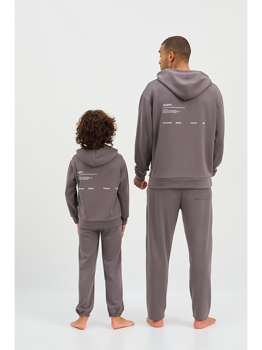 Çocuk Basıc Fluffy Lastikli Paça Eşofman Altı Koyu Gri-5