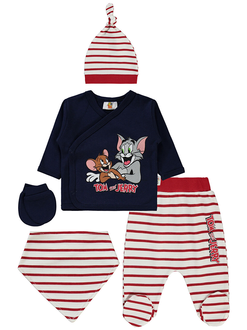 Tom ve Jerry Erkek Bebek Zıbın Takımları Kırmızı