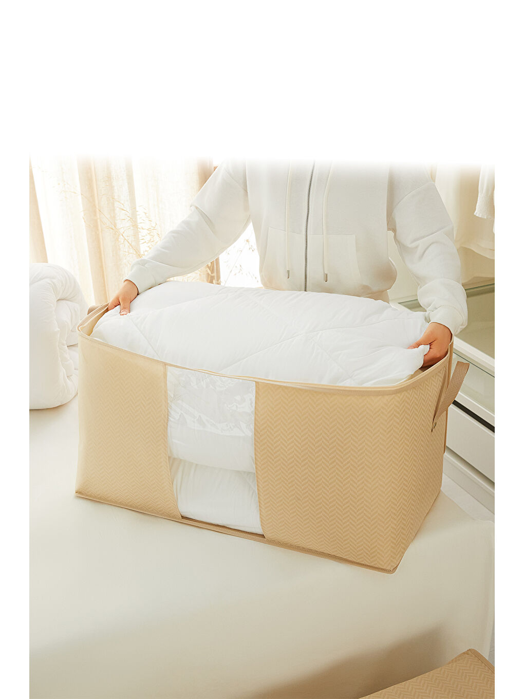 Mega Boy Pvc Pencereli Bej Balıksırtı Hurç 75 x 40 x 40 cm-2