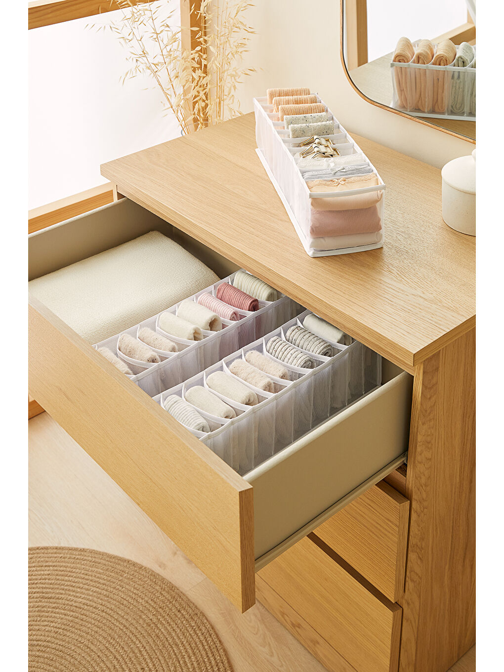 3'lü 10 Bölmeli Beyaz Renk File Çekmece İçi Düzenleyici Set-1