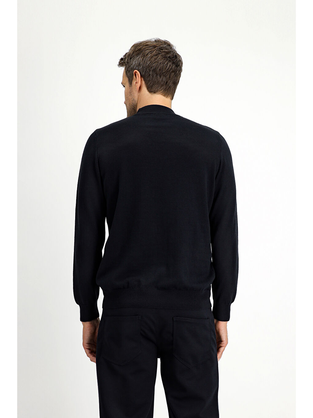 Siyah Bato Yaka Regular Fit Pamuklu Kaşmirli Triko Kazak-3