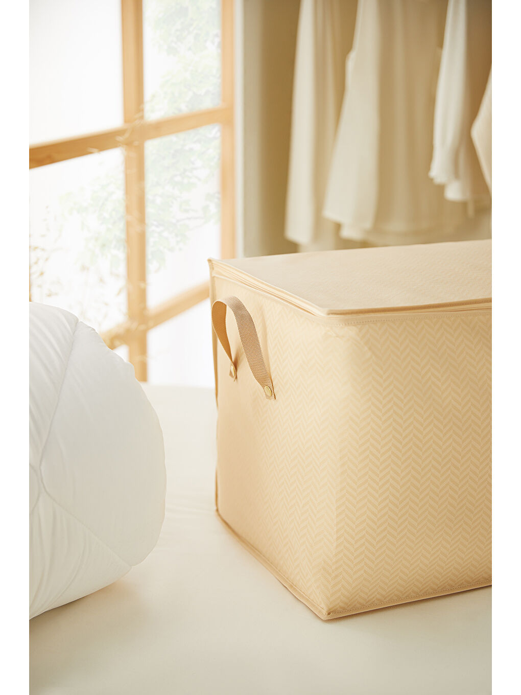 Mega Boy Pvc Pencereli Bej Balıksırtı Hurç 75 x 40 x 40 cm-3