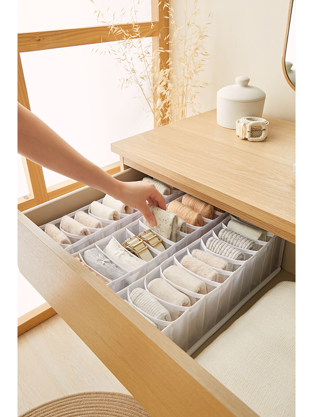 3'lü 10 Bölmeli Beyaz Renk File Çekmece İçi Düzenleyici Set-2