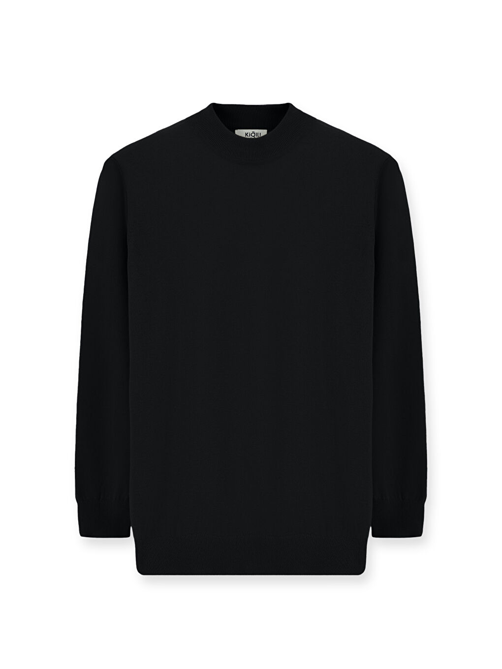 Siyah Bato Yaka Regular Fit Pamuklu Kaşmirli Triko Kazak-5