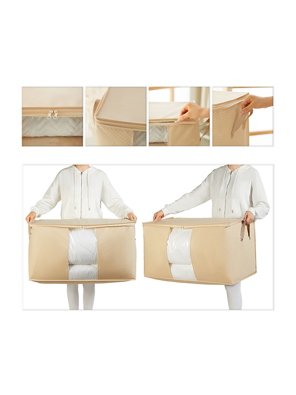 Mega Boy Pvc Pencereli Bej Balıksırtı Hurç 75 x 40 x 40 cm-5