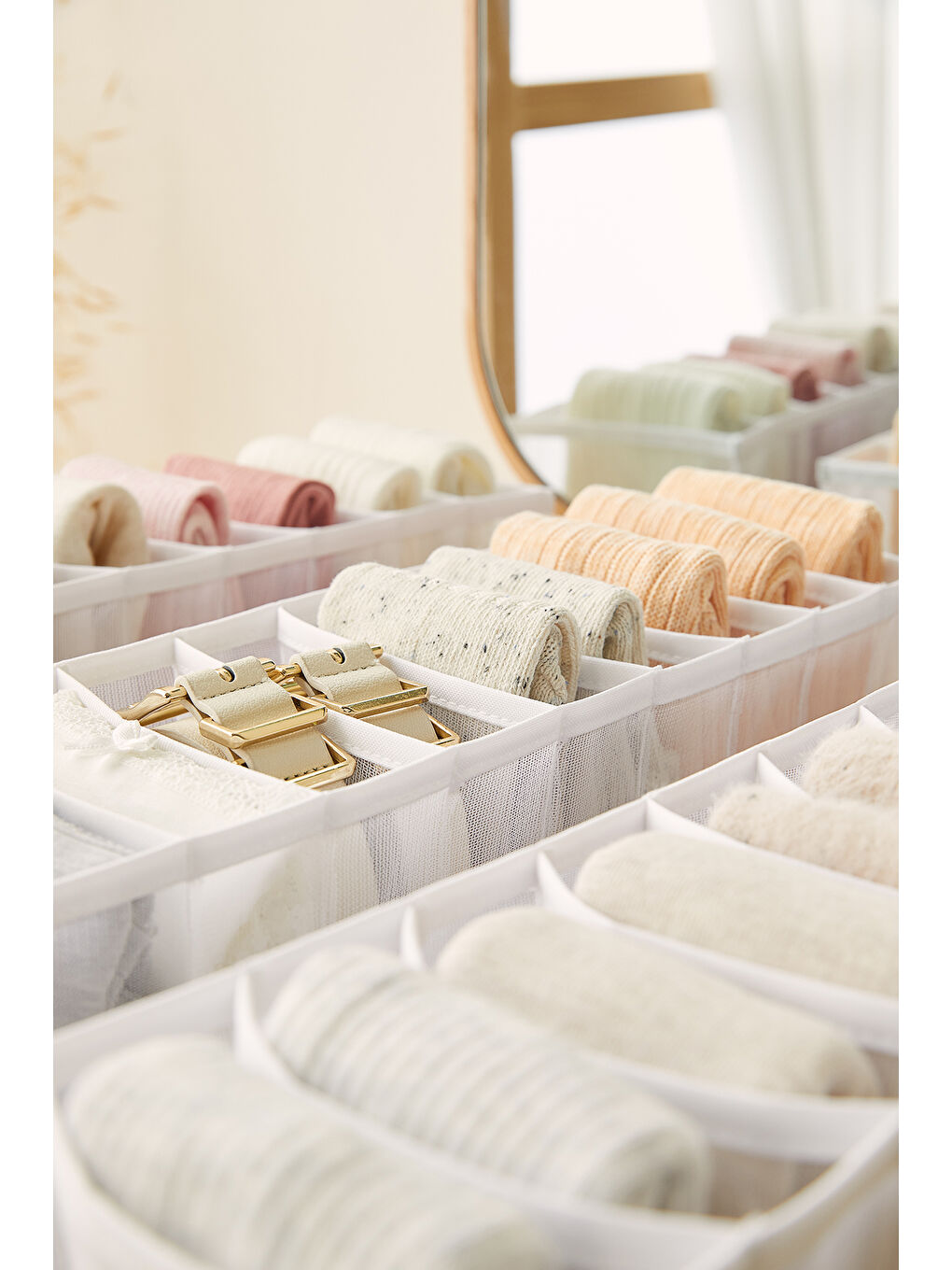 3'lü 10 Bölmeli Beyaz Renk File Çekmece İçi Düzenleyici Set-4