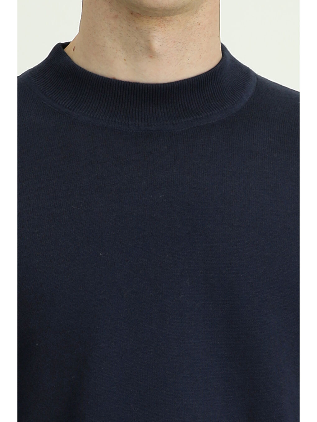 Lacivert Bato Yaka Regular Fit Pamuklu Kaşmirli Triko Kazak-5