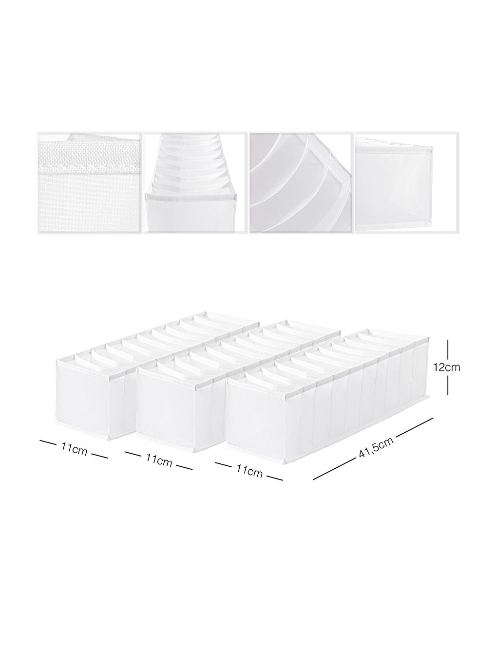 3'lü 10 Bölmeli Beyaz Renk File Çekmece İçi Düzenleyici Set-6