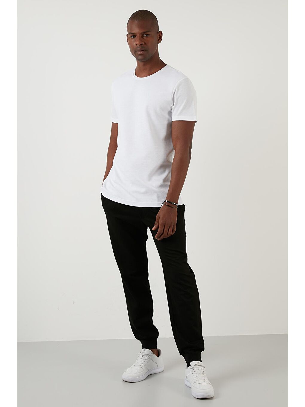 Beyaz Regular Fit Bisiklet Yaka Pamuklu Tişört 59023221-3