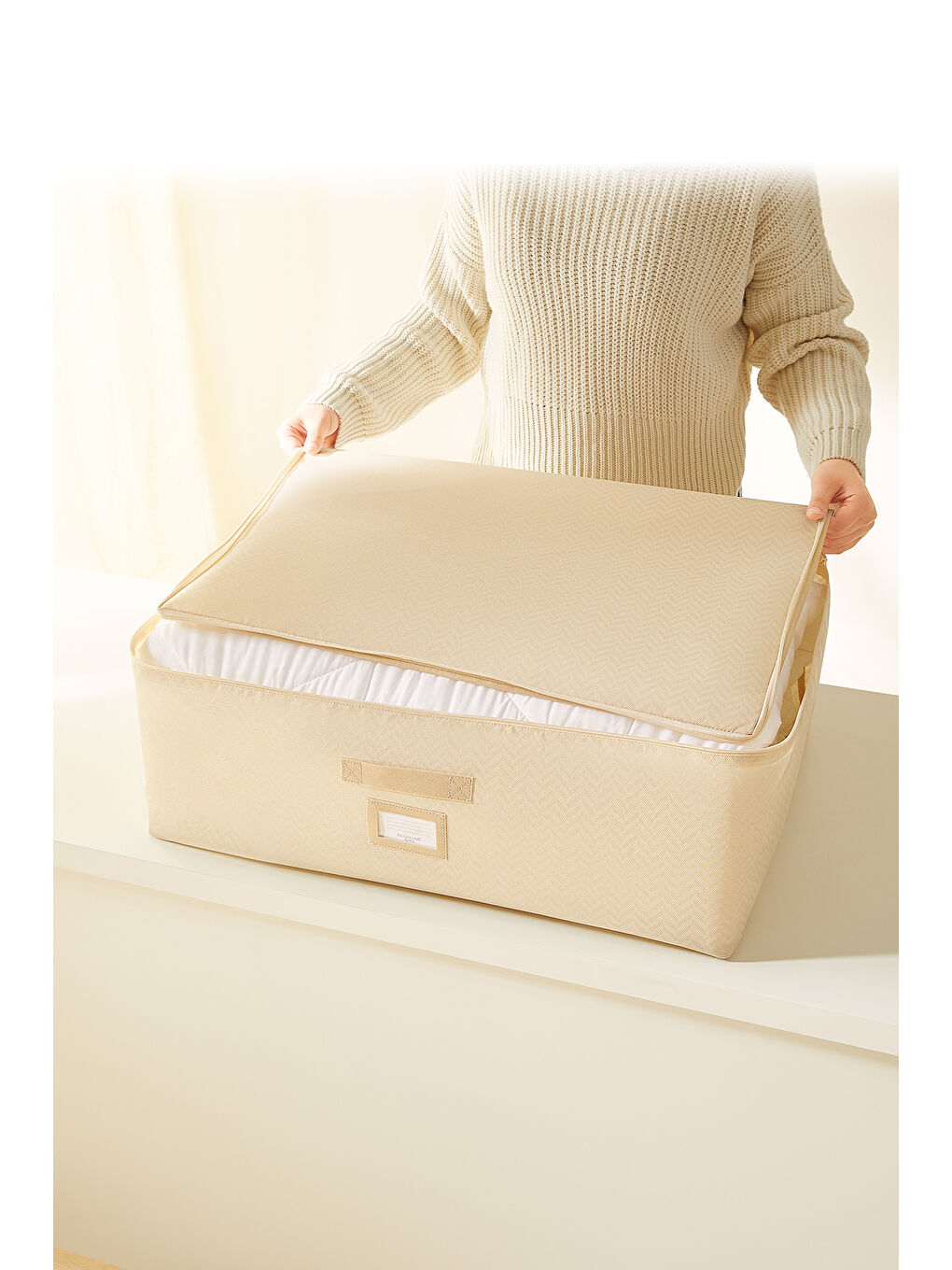 2'li Bej Balıksırtı Baza Altı Hurç Set-3