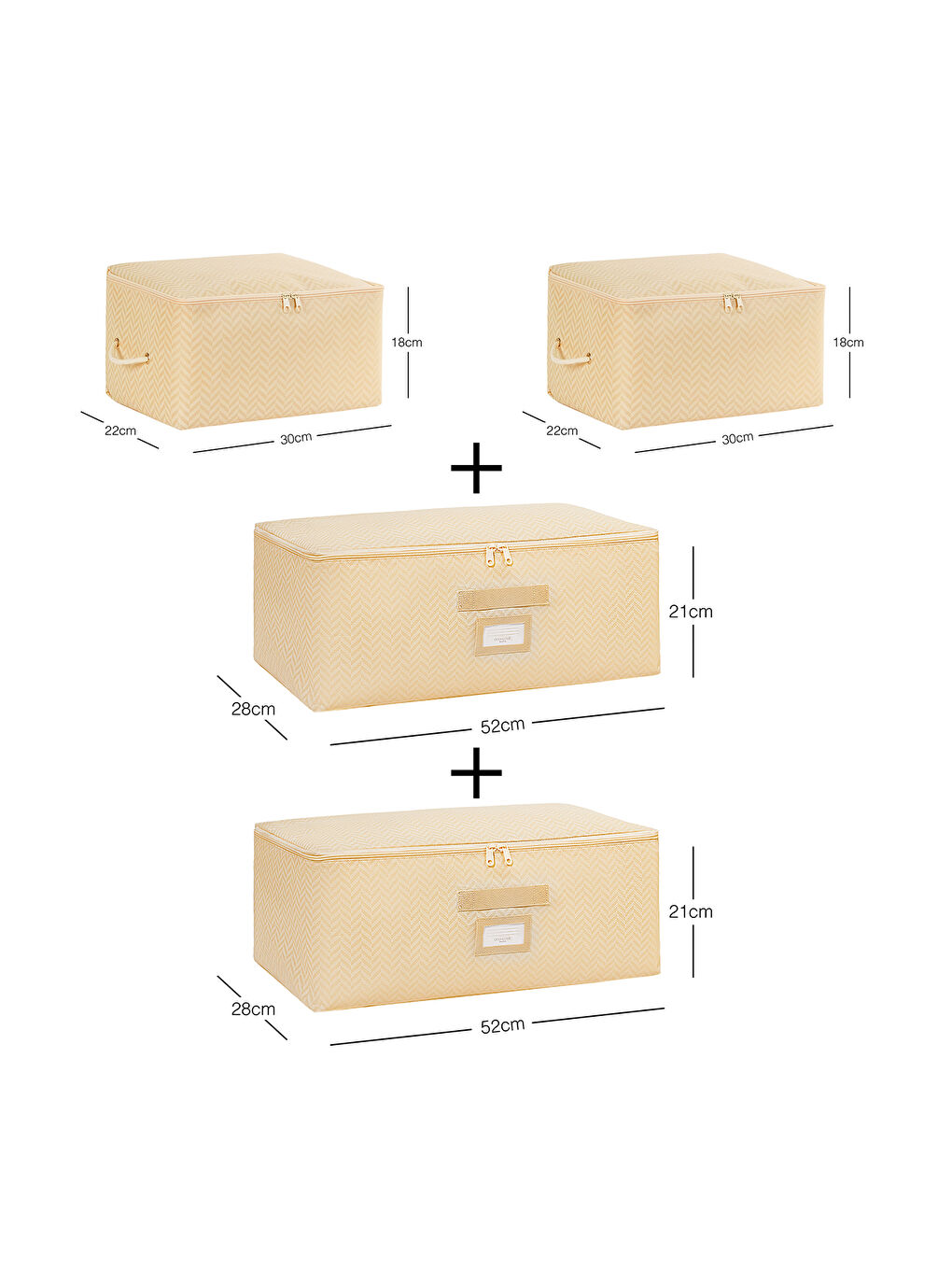 4'lü Bej Balıksırtı Hurç Set-5