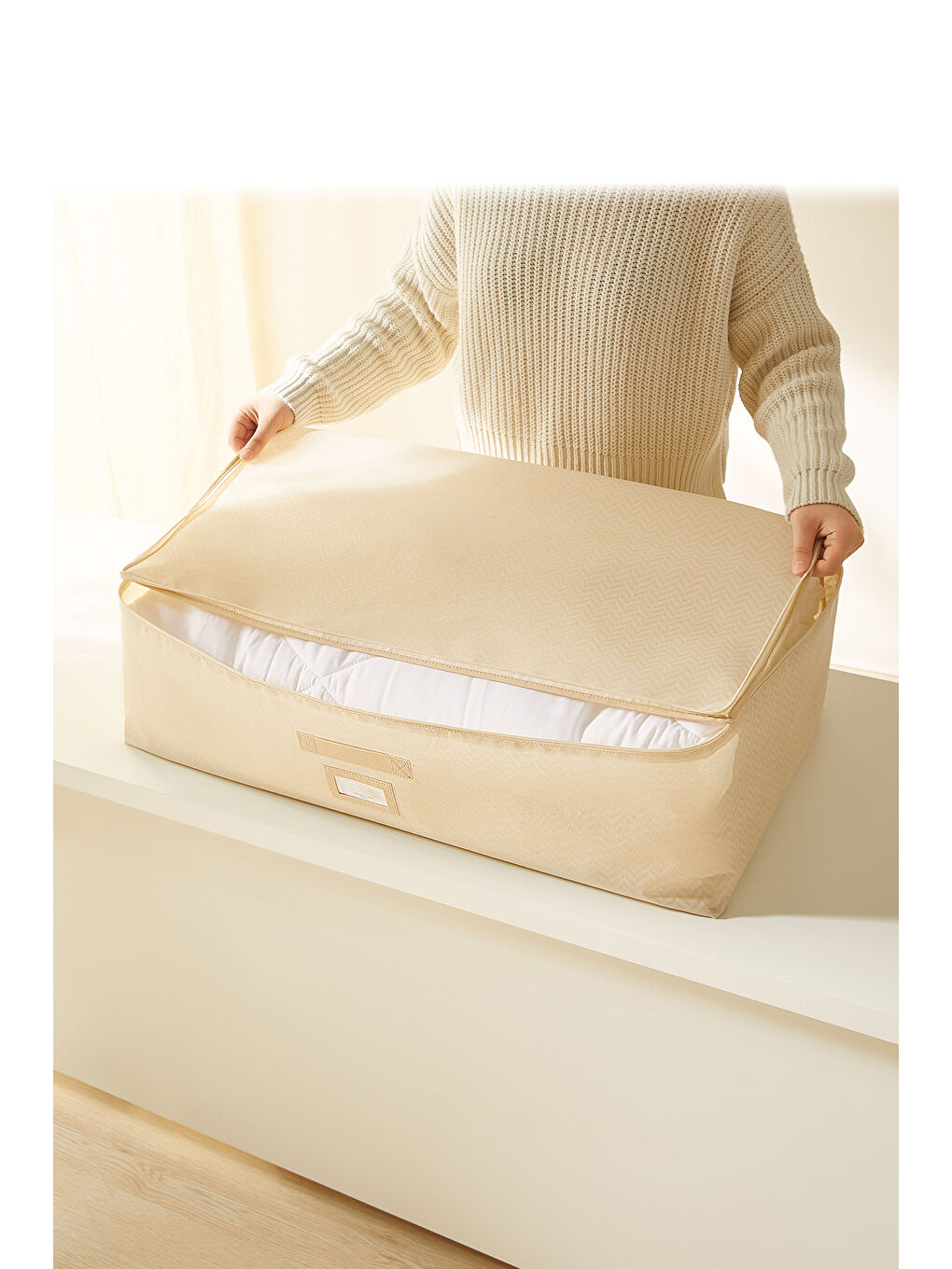 2'li Bej Balıksırtı Baza Altı Hurç Set-4