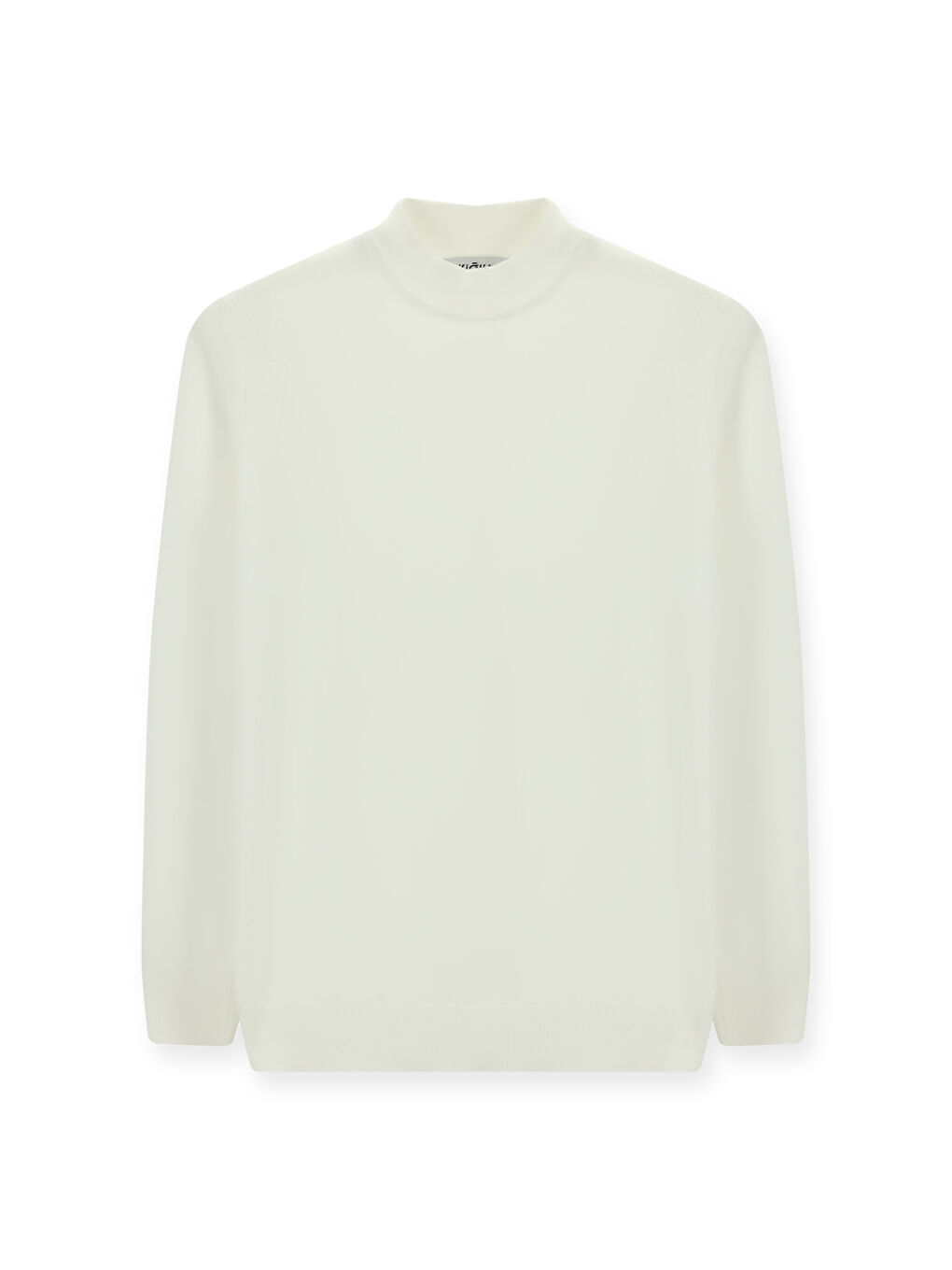 Beyaz Bato Yaka Regular Fit Pamuklu Kaşmirli Triko Kazak-5