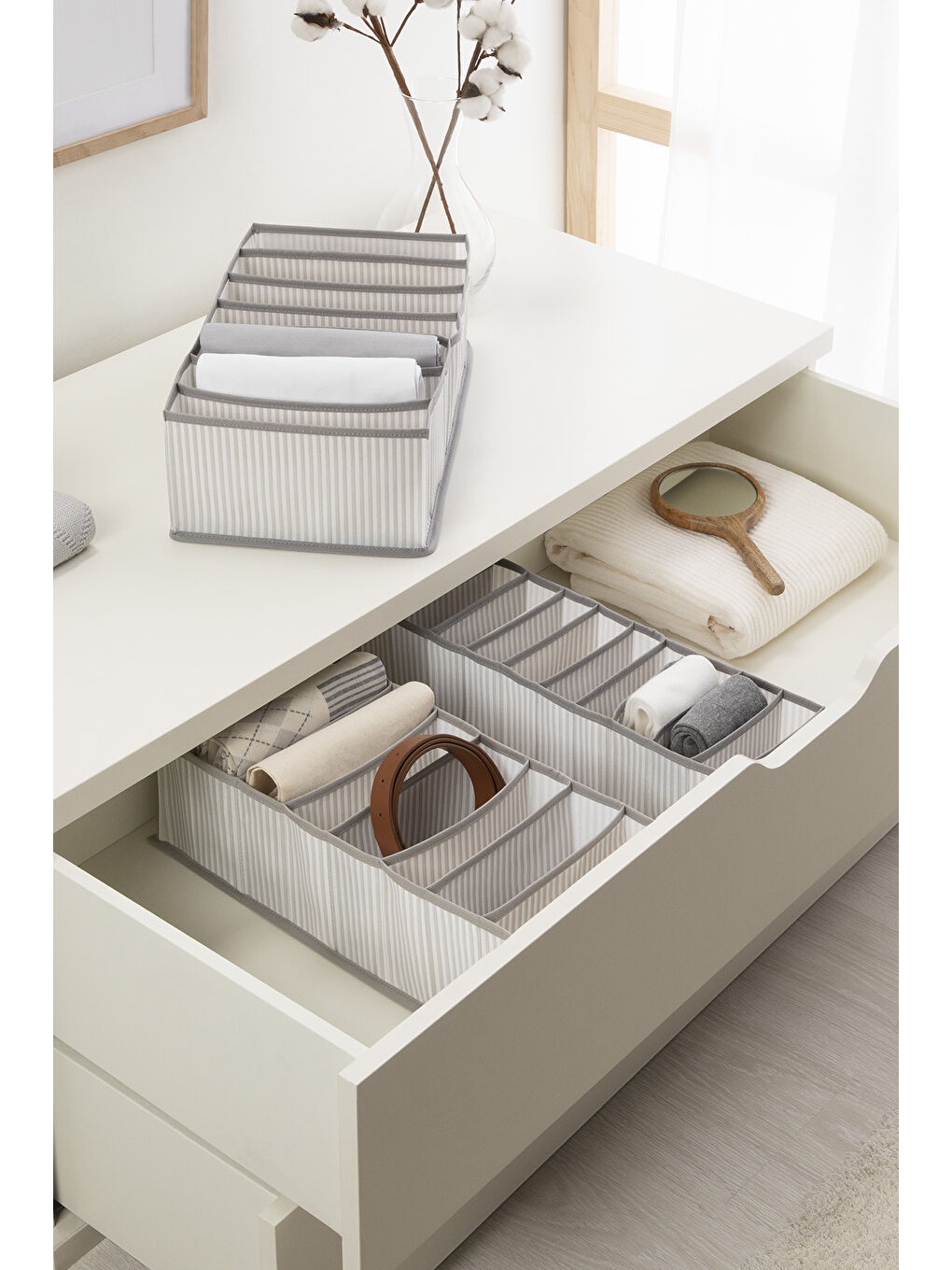 3'lü Gri Çizgili Çekmece İçi Düzenleyici Set-1