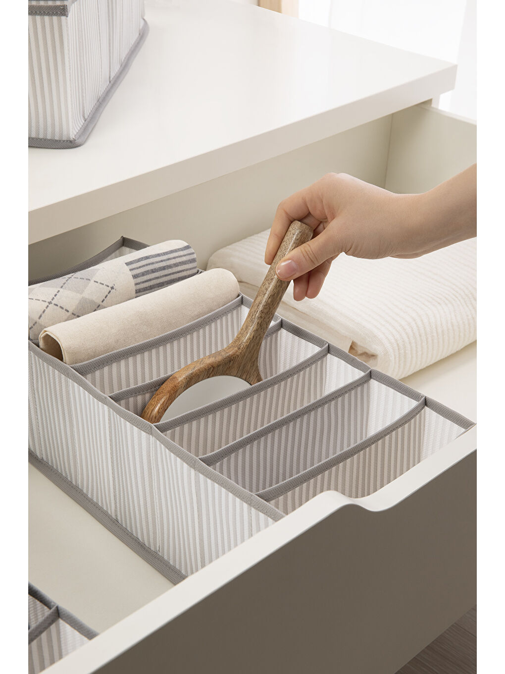 3'lü Gri Çizgili Çekmece İçi Düzenleyici Set-3