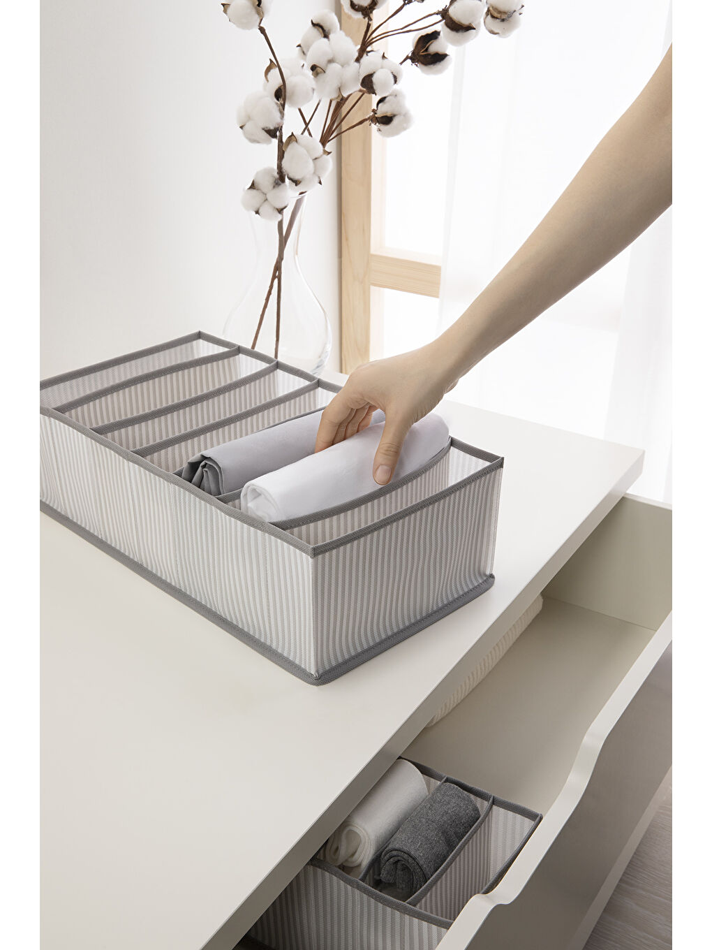 3'lü Gri Çizgili Çekmece İçi Düzenleyici Set-4