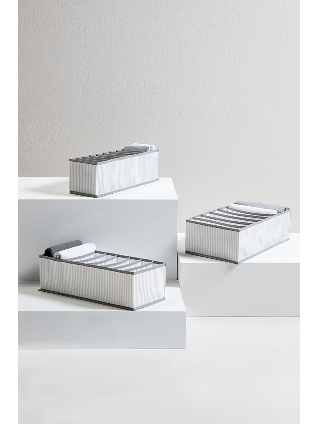 3'lü Gri Çizgili Çekmece İçi Düzenleyici Set-5