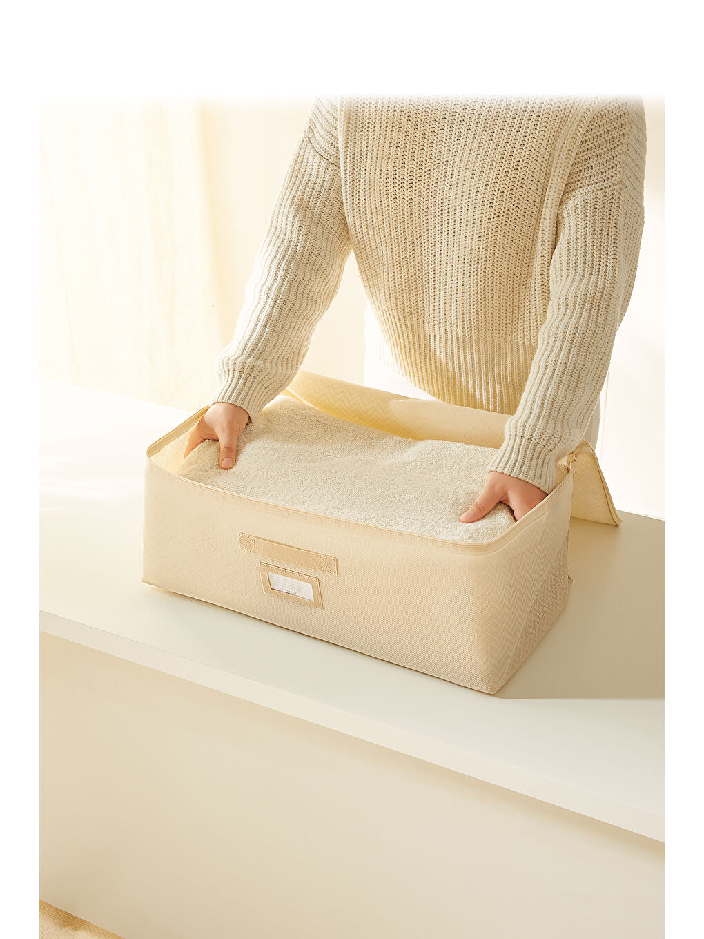 5'li Orta Boy Bej Balıksırtı Hurç Set 52 x 28 x 21 cm-2