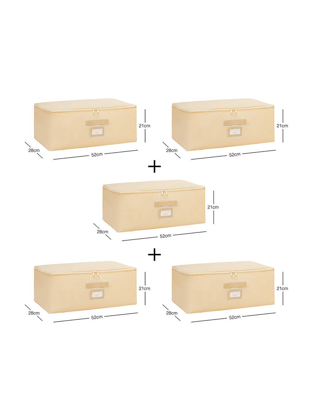 5'li Orta Boy Bej Balıksırtı Hurç Set 52 x 28 x 21 cm-6