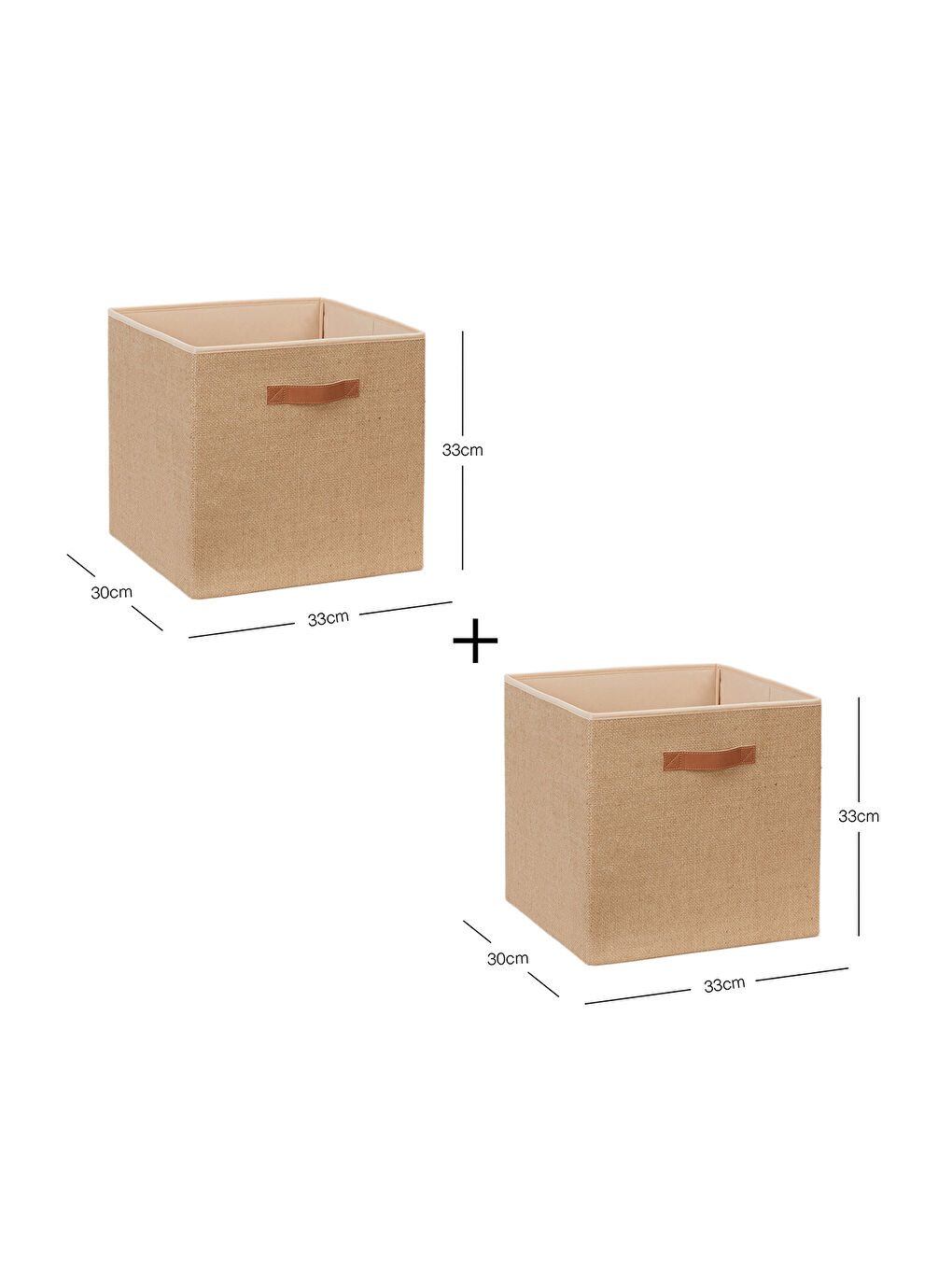 Bej 2'li Jüt Kutu Set 33x30x33 cm-6