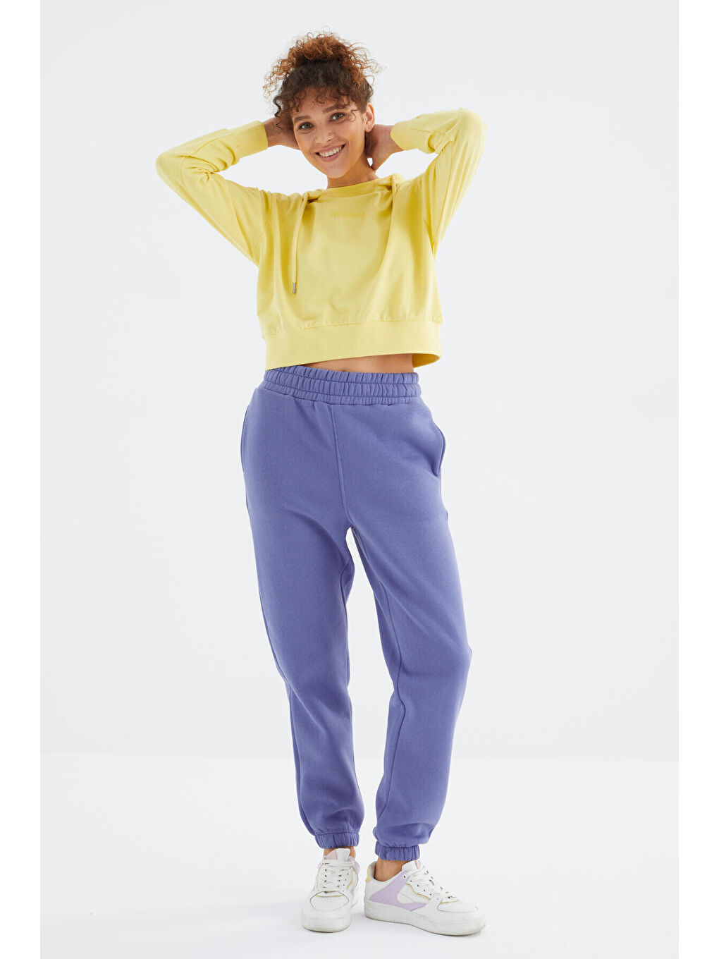 Mor Açık Eflatun Yüksek Bel Rahat Form Basic Jogger Kadın Eşofman Alt - 94624