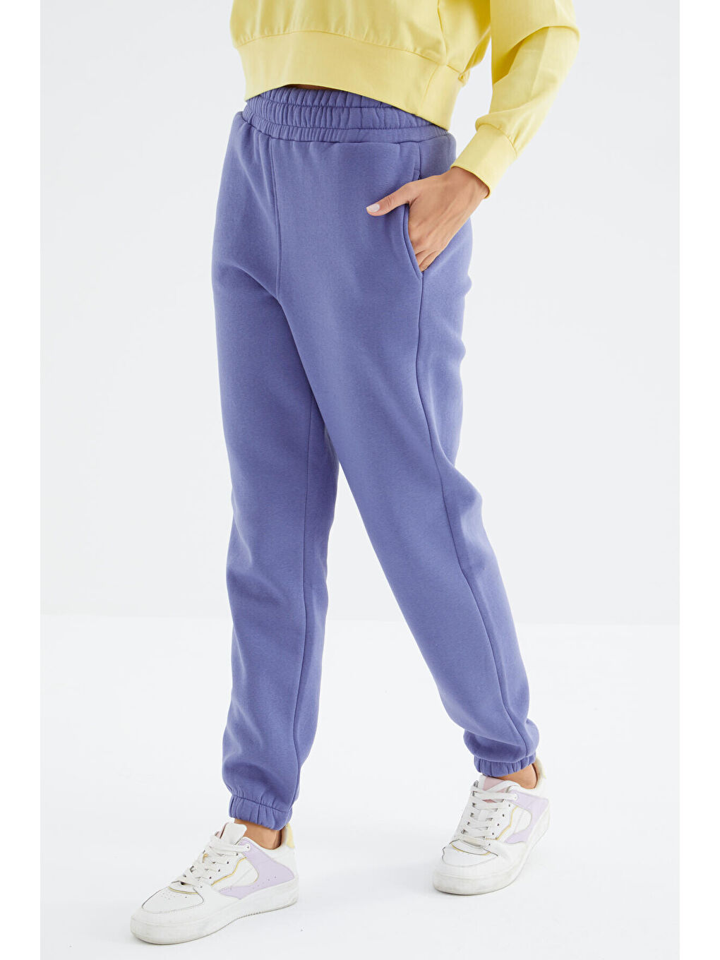 Mor Açık Eflatun Yüksek Bel Rahat Form Basic Jogger Kadın Eşofman Alt - 94624-1