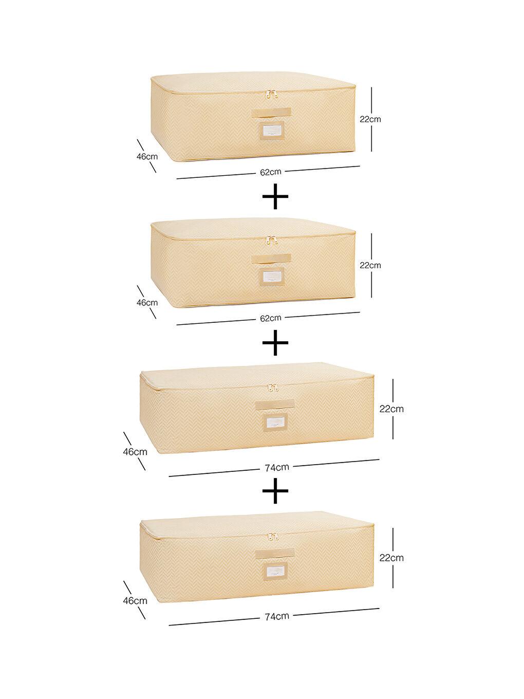 4'lü Bej Balıksırtı Baza Altı Hurç Set-6