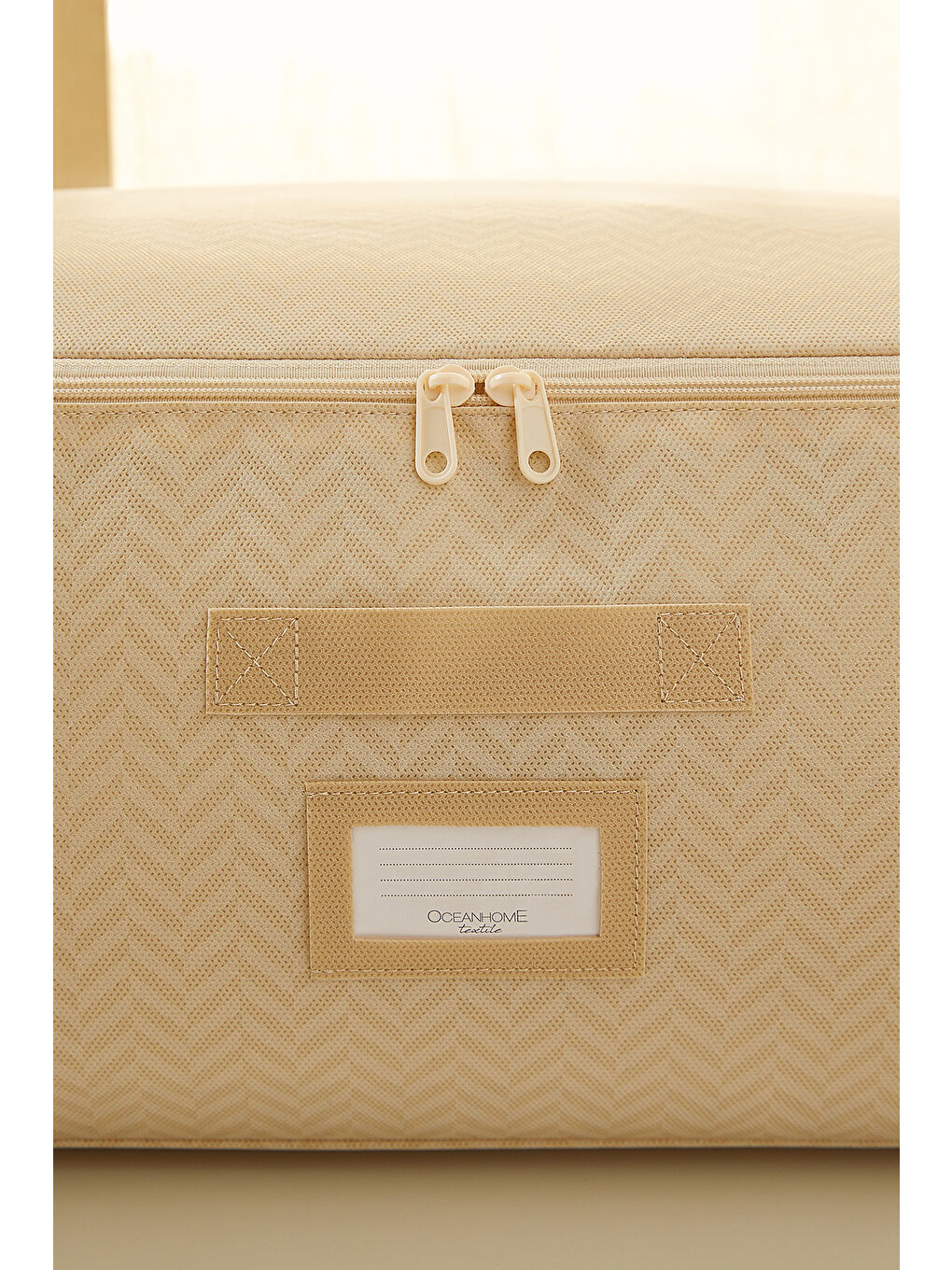 3'lü Büyük Boy Bej Balıksırtı Baza Altı Hurç Set 62 x 46 x 22 cm-5