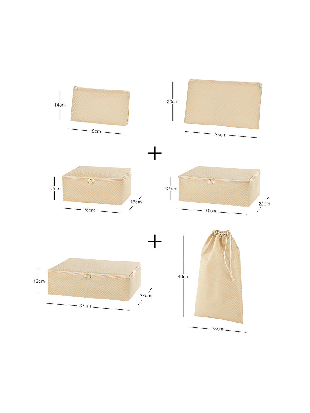 6'lı Bej Balıksırtı Bavul İçi Düzenleyici Set-7