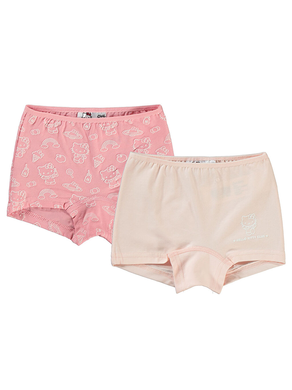 Pembe Hello Kıtty Kız Çocuk 2'li Boxer Set 2-10 Yaş Somon