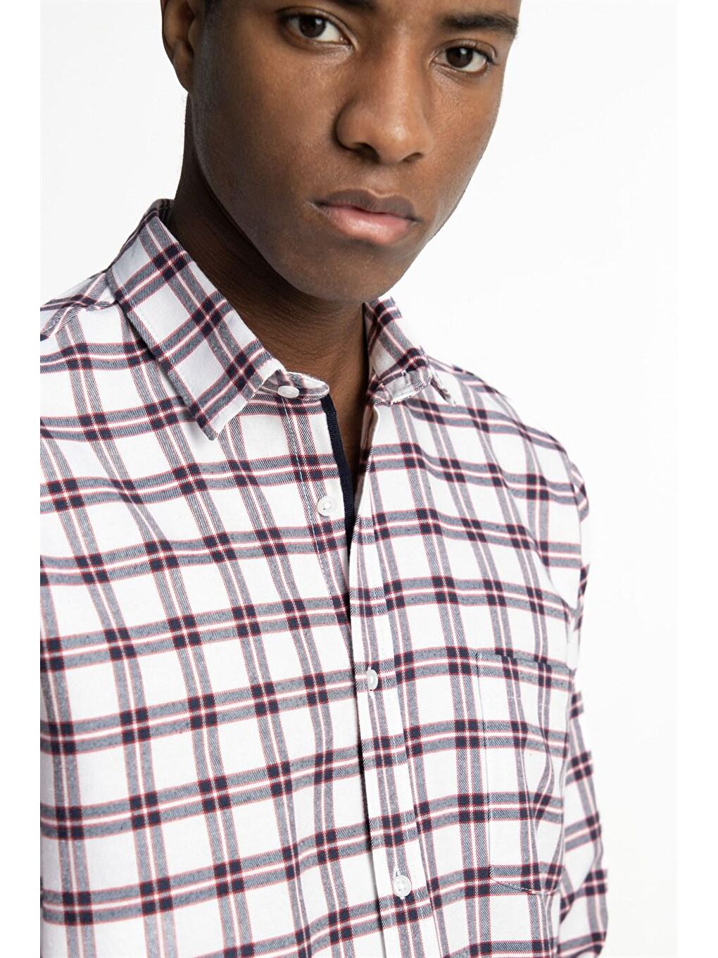 Siyah Klasik Fit Uzun Kol Kışlık Kareli Tek Cepli Erkek Renkli Gömlek-2