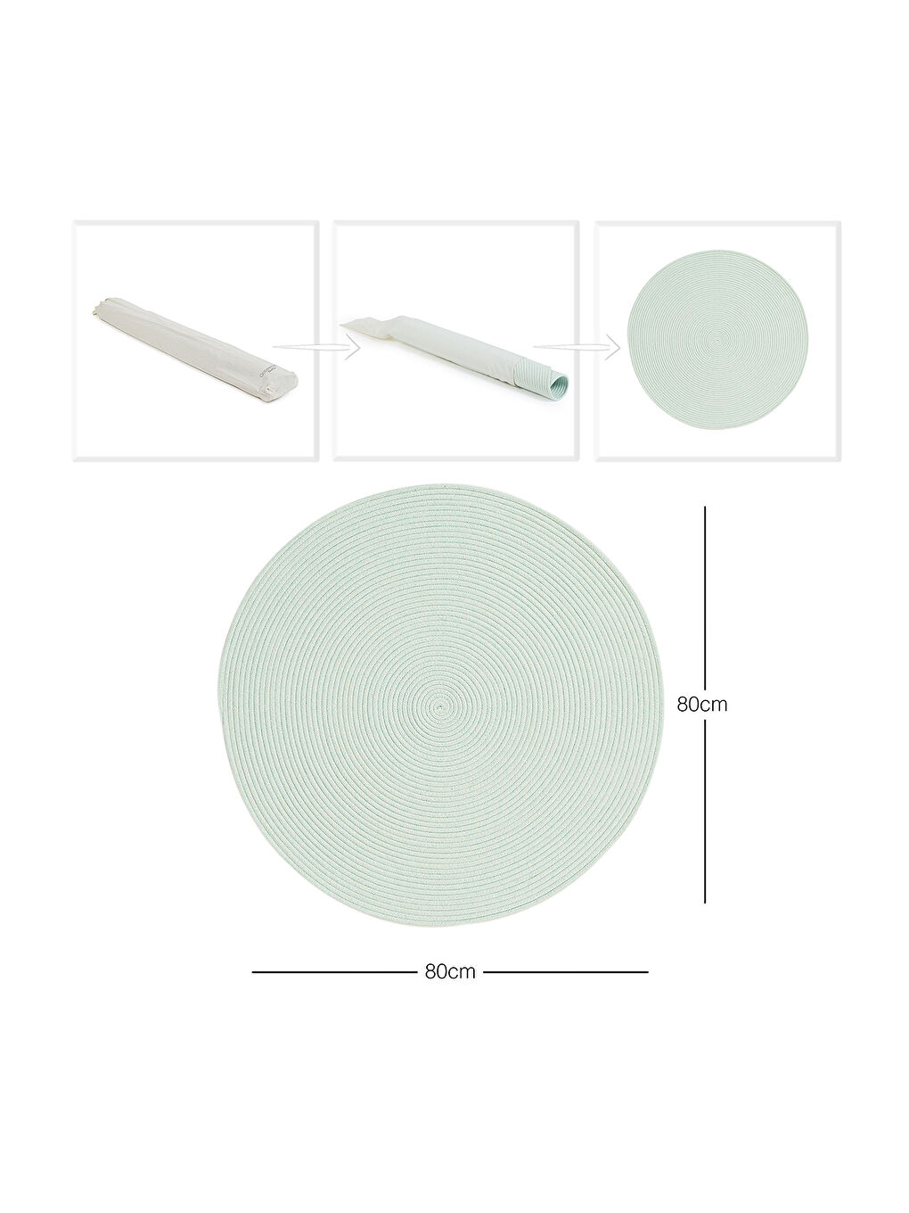 Turkuaz Yıkanabilir Yuvarlak Halı Kilim 80 cm-6