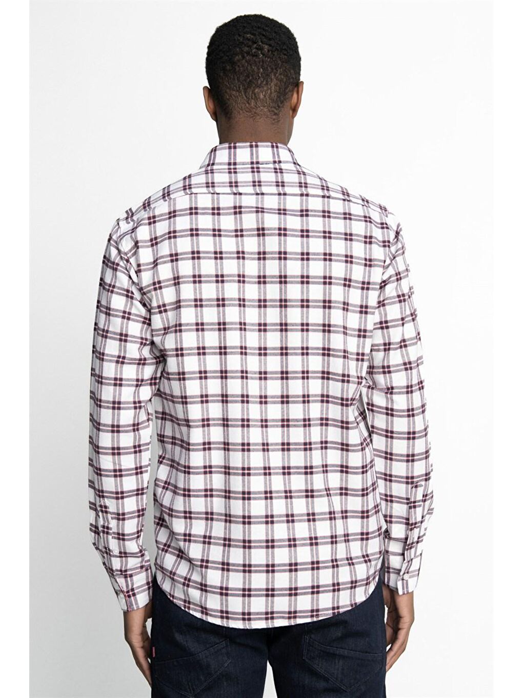 Siyah Klasik Fit Uzun Kol Kışlık Kareli Tek Cepli Erkek Renkli Gömlek-3