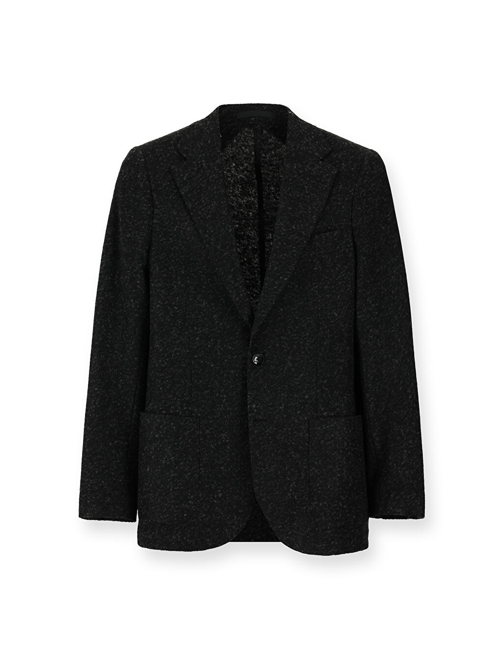 Siyah Slim Fit Dar Kesim Desenli Yünlü İtalyan Ceket-5