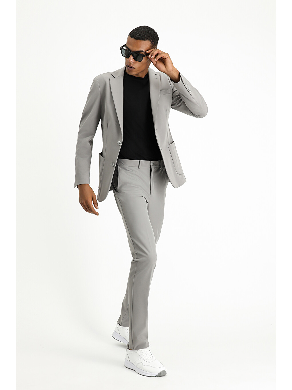 Gri Techno-Line Super Slim Fit Ekstra Dar Kesim Klasik Takım Elbise-2