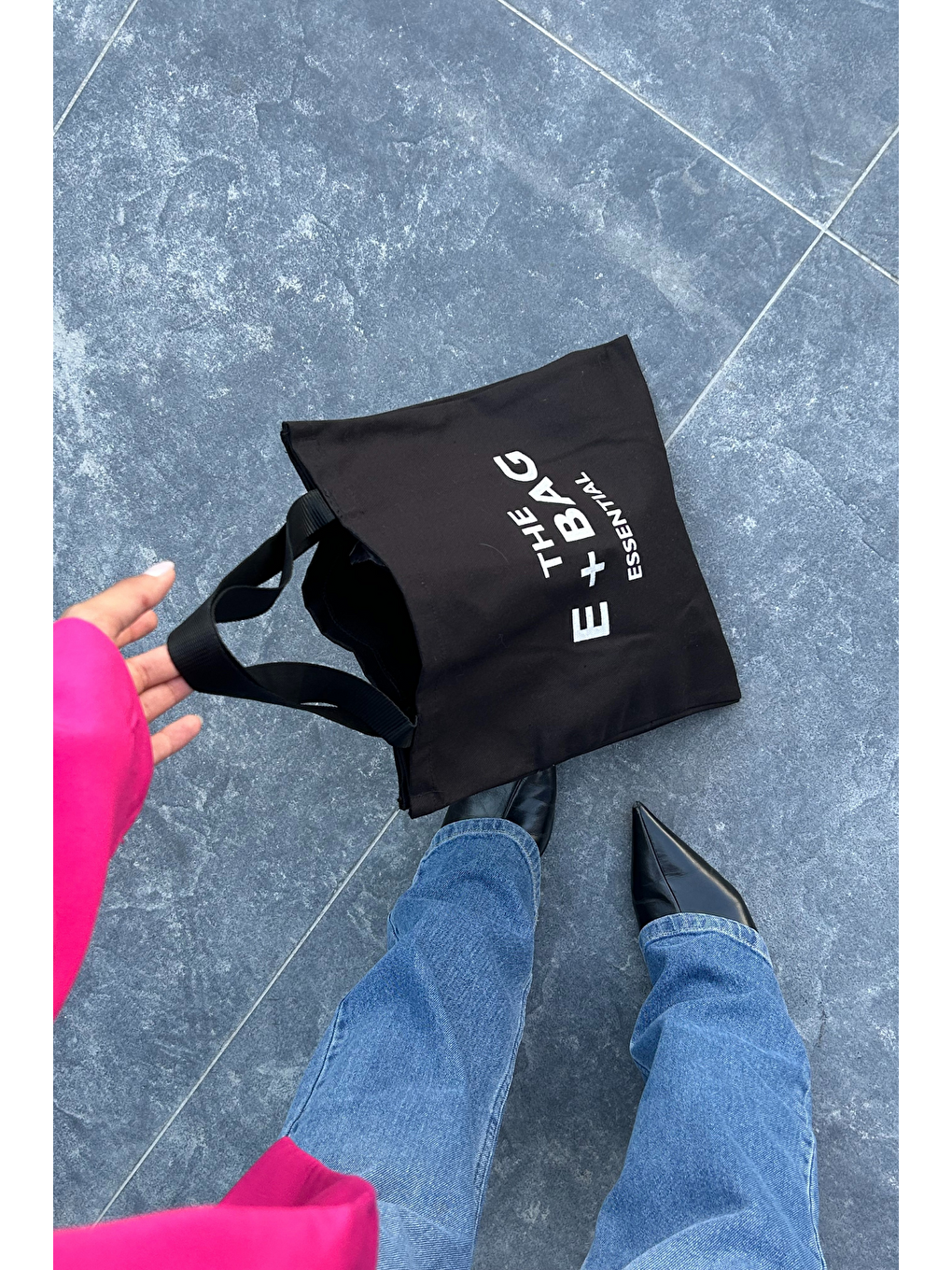 Siyah Kanvas Shopper Bag ASB006-1